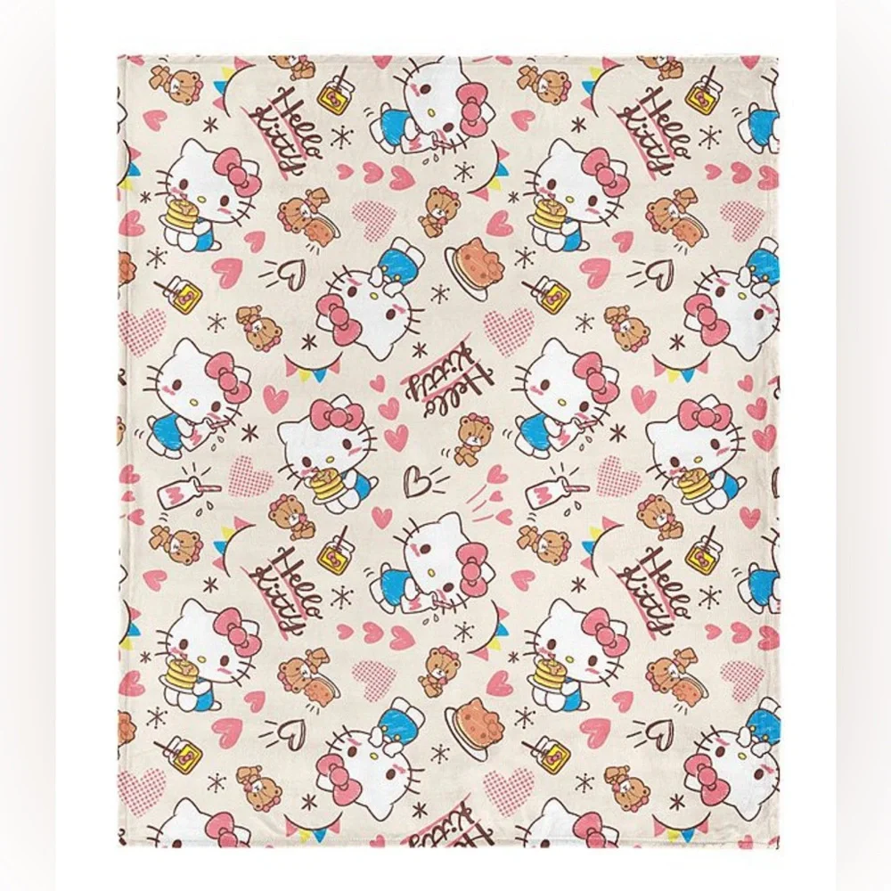 Hello Kitty “Breakfast Time” Graphic Throw Blanket- New